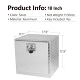 18 Inch Truck Box Heavy Duty Aluminum Diamond Plate Tool Underbody Box Waterproof with T-Handle Lock and Keys Silver