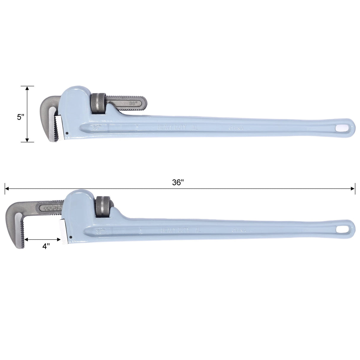36 inch Aluminum Straight Pipe Wrench Heavy Duty Plumbers Easy to Carry Hangable Design - Fab Heavy Parts