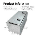 36 Inch Truck Tool Box 36"×17"×18" Heavy Duty Aluminum Silver Tread Tool Box with Locks and T - Handle Latch Key - Fab Heavy Parts