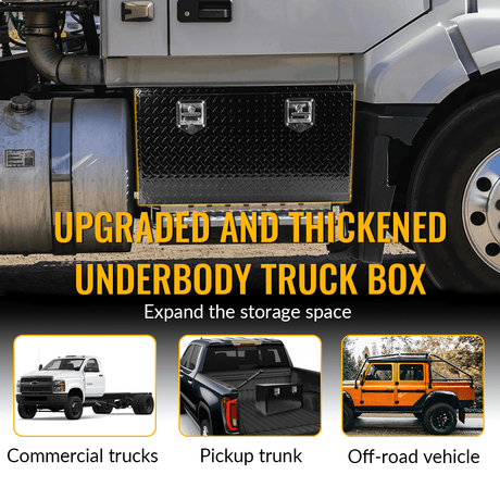 36 Inch Truck Tool Box 36"×17"×18" Heavy Duty Black Aluminum Tread Tool Box with Locks T - Handle Latch Key - Fab Heavy Parts