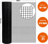 36 inch×100 ft Black Vinyl Coated Hardware Cloth 21 Gauge 1/4 inch Welded Wire Fence - Fab Heavy Parts