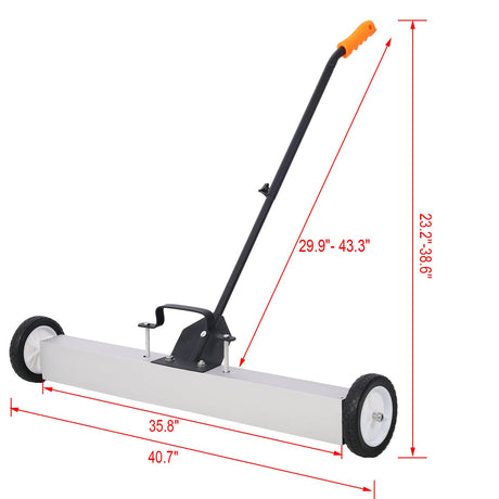 36" Rolling Magnetic Pick - Up Sweeper Heavy Duty Push - Type with Release 30 Lbs Capacity - Fab Heavy Parts