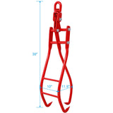 36in 3 Claw Log Grapple Eagle Claws Design Log Lifting Tongs Timber Lifting Tongs - Red - Fab Heavy Parts