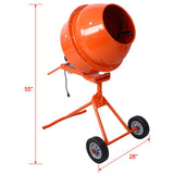 370W Portable Electric Concrete Mixer Cement Mixing Barrow Machine Mortar Handle with Wheel 4.6 cu/ft. - Orange - Fab Heavy Parts