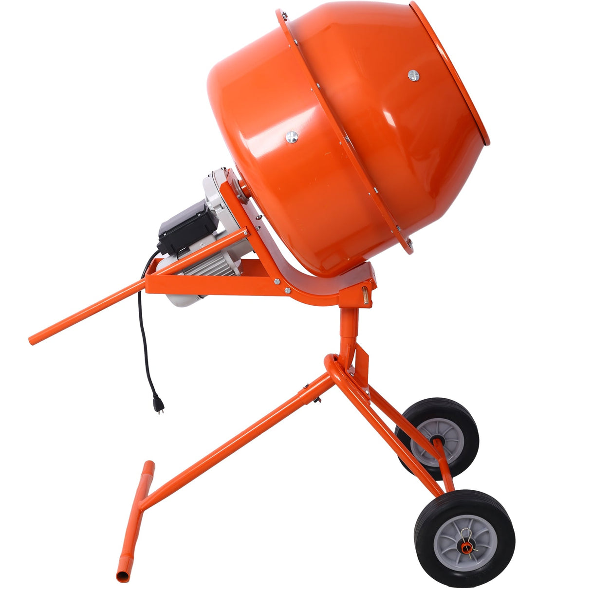 370W Portable Electric Concrete Mixer Cement Mixing Barrow Machine Mortar Handle with Wheel 4.6 cu/ft. - Orange - Fab Heavy Parts