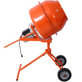 370W Portable Electric Concrete Mixer Cement Mixing Barrow Machine Mortar Handle with Wheel 4.6 cu/ft. - Orange - Fab Heavy Parts