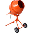 370W Portable Electric Concrete Mixer Cement Mixing Barrow Machine Mortar Handle with Wheel 4.6 cu/ft. - Orange - Fab Heavy Parts