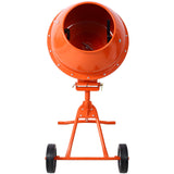 370W Portable Electric Concrete Mixer Cement Mixing Barrow Machine Mortar Handle with Wheel 4.6 cu/ft. - Orange - Fab Heavy Parts