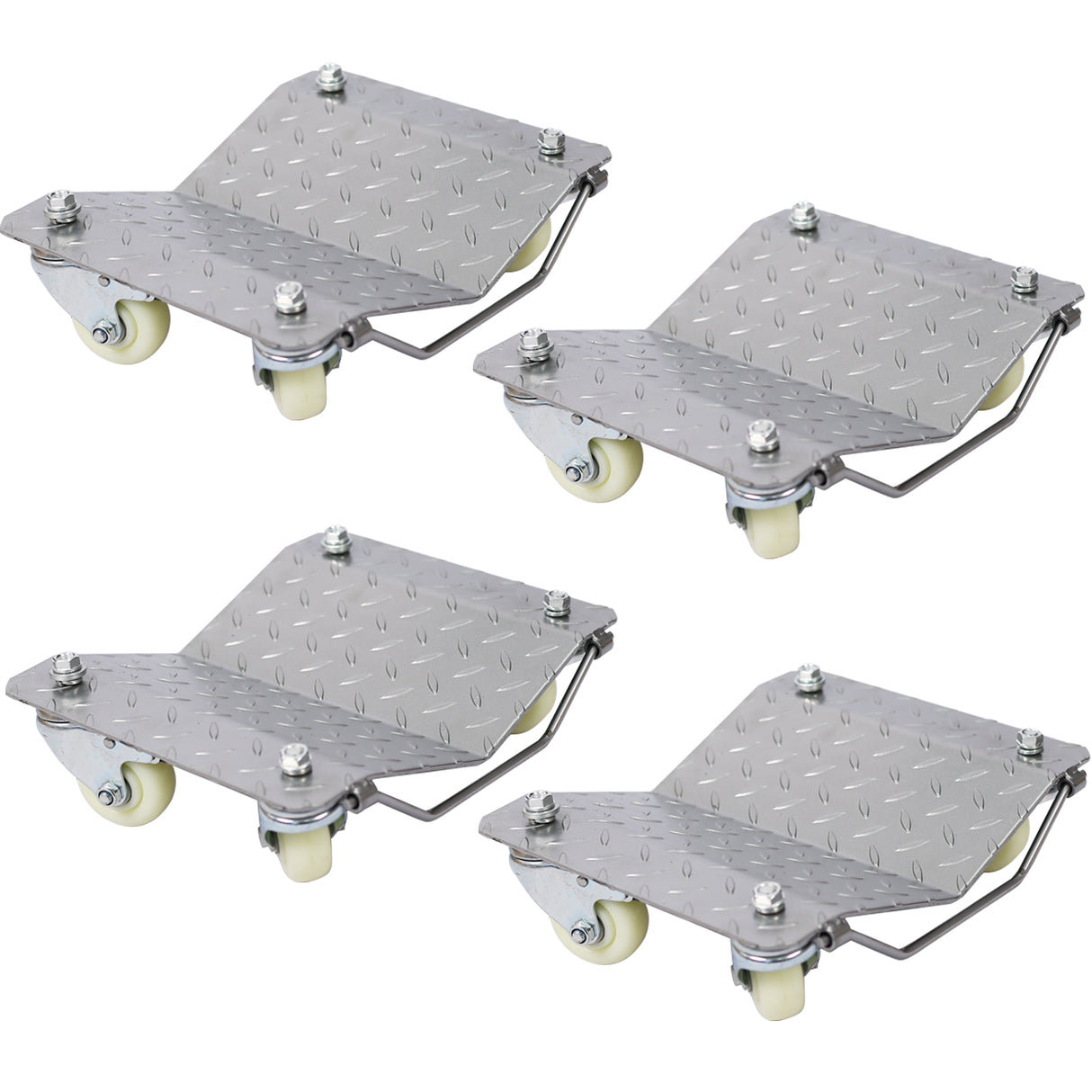 Set of 4 Heavy Duty 4 Tire Wheel Dolly Car Stakes 6000lbs Capacity--Gray