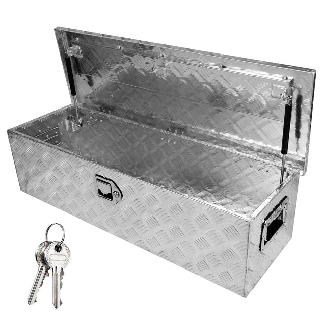39 Inch Truck Bed Tool Box with Handle and Lock Aluminum Heavy Duty - Silver - Fab Heavy Parts