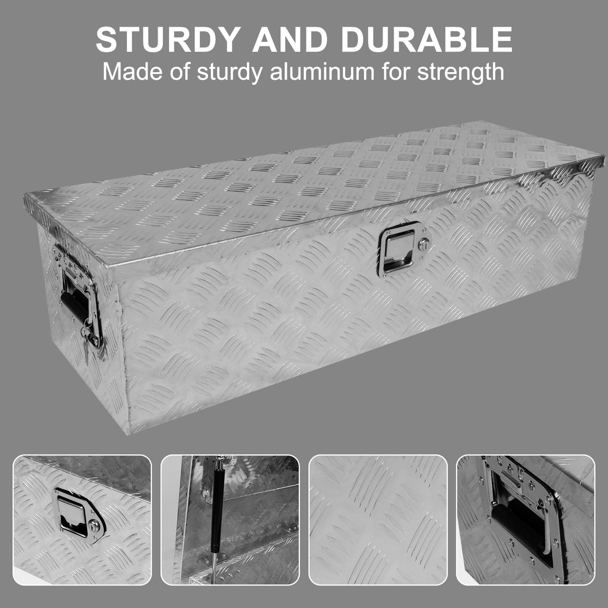 39 Inch Truck Bed Tool Box with Handle and Lock Aluminum Heavy Duty - Silver - Fab Heavy Parts