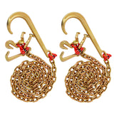 2 PCS J Hook Chain 5/16 in x 10 ft Bridle Tow G80 Bridle Transport Alloy Steel with 2 G70 J Hooks 9260 Lbs Break Strength