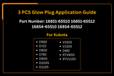 3 PCS  Glow Plug for Kubota D722 D905 D1005 D1105 V1505 V1305 Z482 RTV900 RTV1100