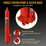 8 Ton Hydraulic Long Ram Jack with Single Piston Pump and Clevis Base--Red