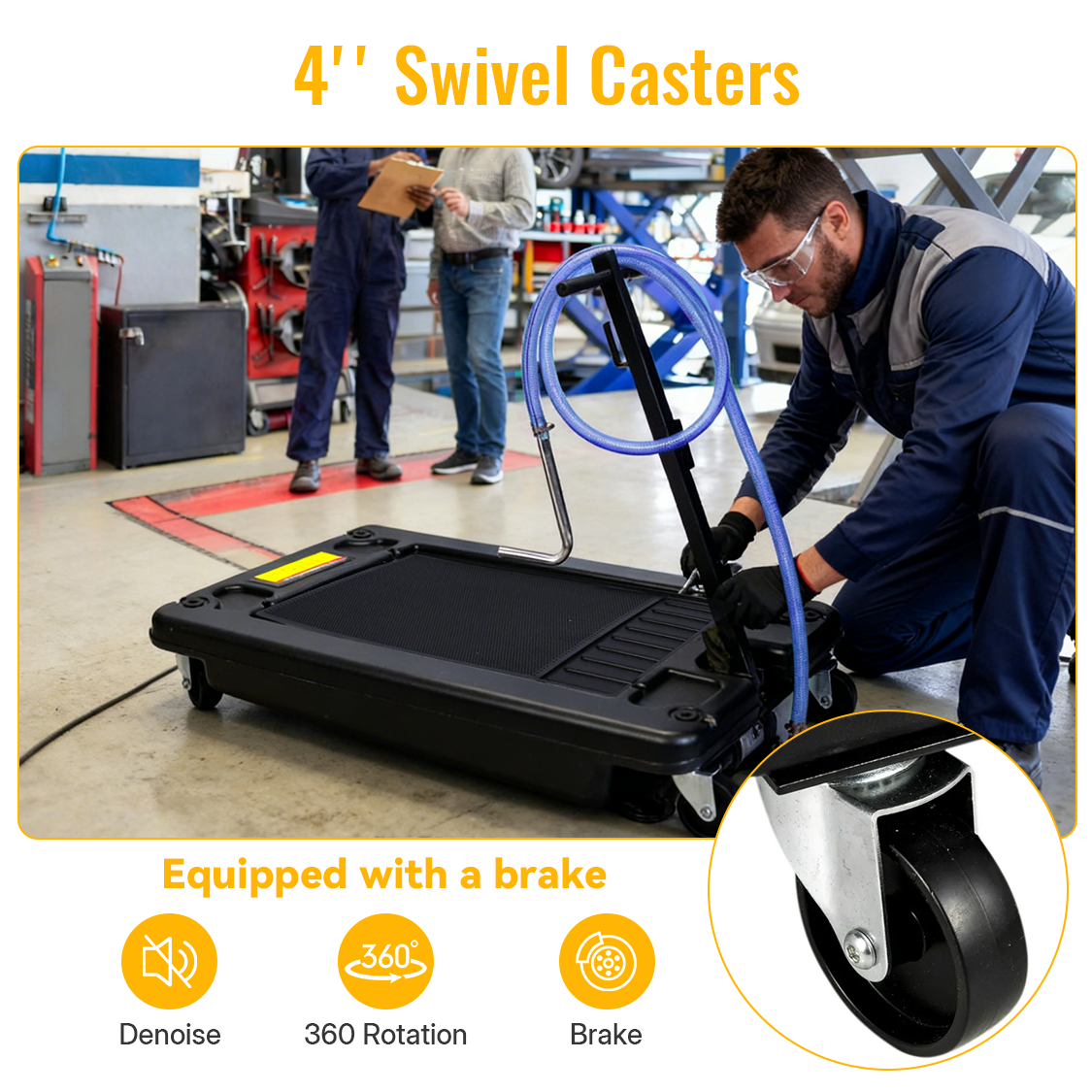 17 Gallon Low Profile Oil Drain Pan with Electric Pump