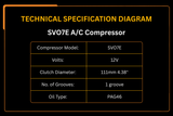 SVO7E A/C Compressor 447260-5781 Fits for Kubota Tractor M108S M5040 M7040 M8540 M9540