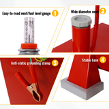 30 Gallon Gas Caddy With Wheels Reversible Rotary Hand Siphon Pump Storage--Red