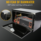 30 inch Truck Tool Box 30"×17"×18" Aluminum Stripes Plated Tool Box with Lock and Keys Black