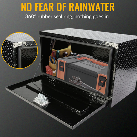 30インチトラックツールボックス 30"×17"×18" アルミストライプメッキツールボックス（鍵とロック付き、ブラック）