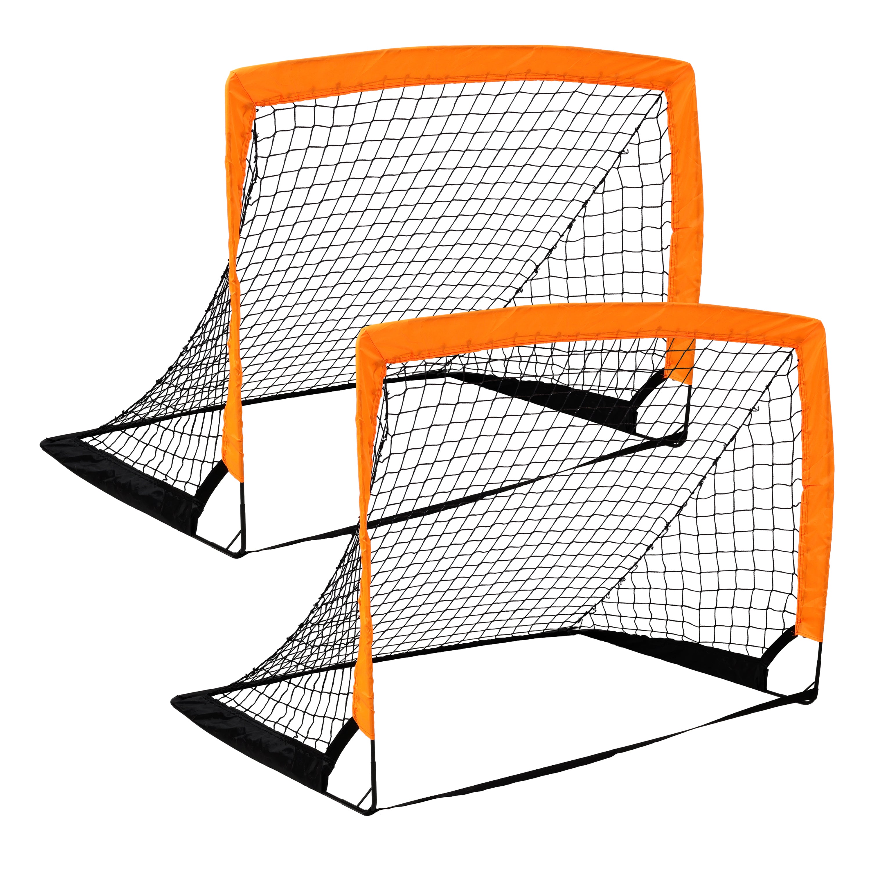 2 Pack Pop Up Soccer Goals Portable Soccer Nets for Backyard Games & Soccer Training--Orange