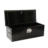 30 Inch Truck Box Heavy Duty Black Aluminum 5 Bar Tread Tool Long Box with Lock Keys 30.1"×12.8"×10.4"