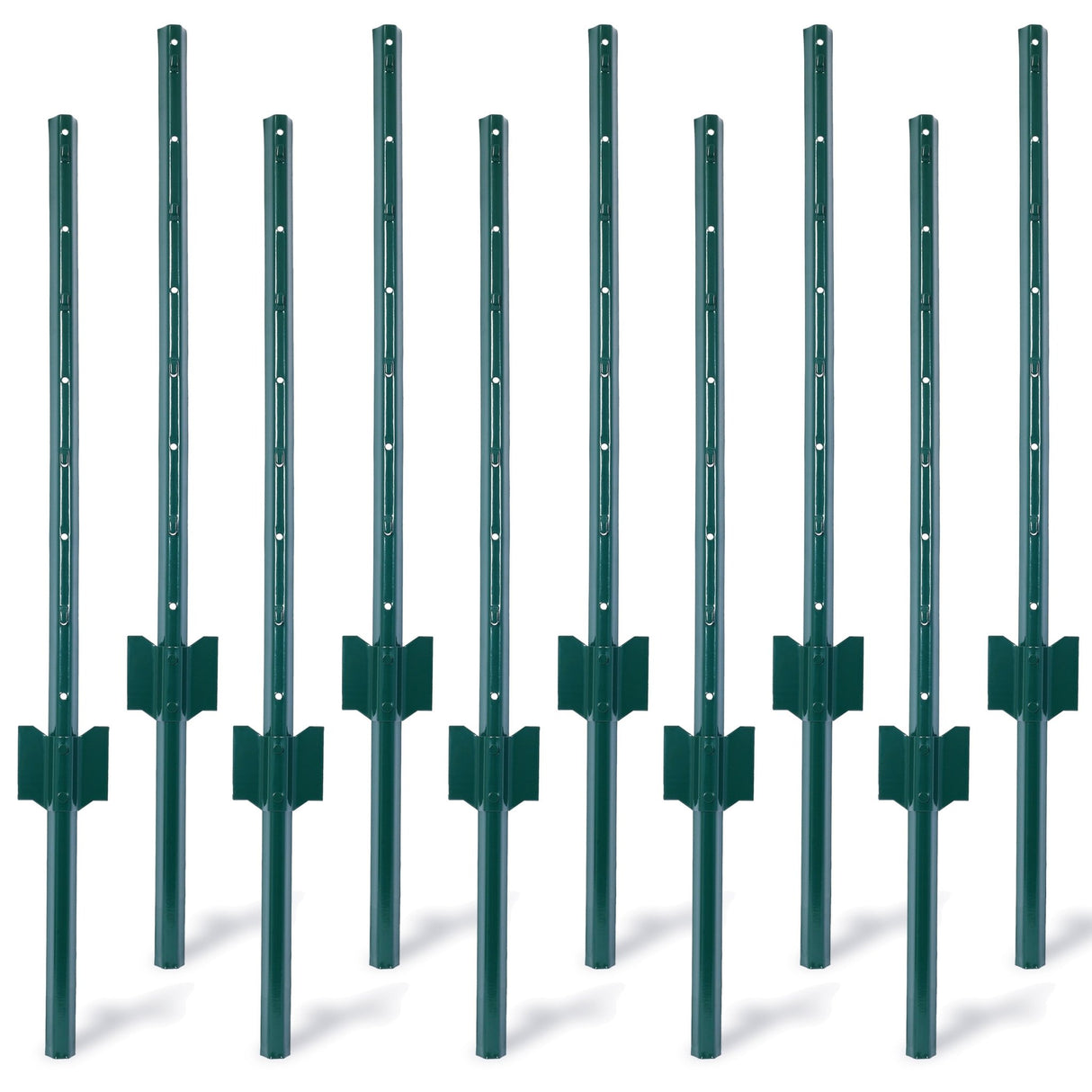 3Feet 10Pack Heavy Duty Metal Fence Post with U - Channel Steel U - Post for Holding Garden Wire Corner Anchor - Green - Fab Heavy Parts