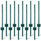 3Feet 10Pack Heavy Duty Metal Fence Post with U - Channel Steel U - Post for Holding Garden Wire Corner Anchor - Green - Fab Heavy Parts