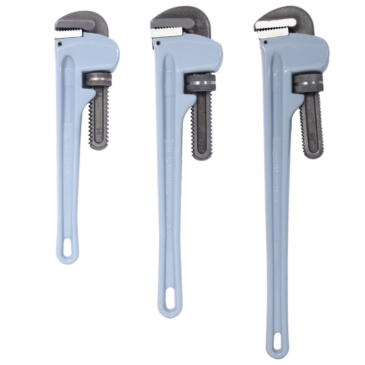 3PCS Aluminium Pipe Wrench Set Adjustable Jaw Plumbing 14" 18" 24" inch - Fab Heavy Parts