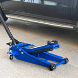 3T Heavy Duty Horizontal Double Pump Floor Jack Foot Model and Steel Racing with Dual Piston Quick Lift Pump 6,000 lb Capacity - Blue - Fab Heavy Parts