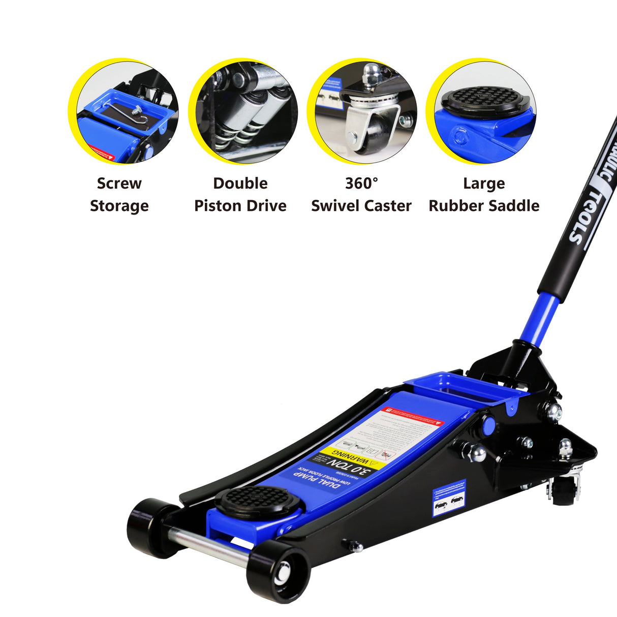 3T Hydraulic Ultra Low Floor Jack with Dual Pistons Quick Lift Pump Lifting Range 3.3" - 19.7" - Fab Heavy Parts