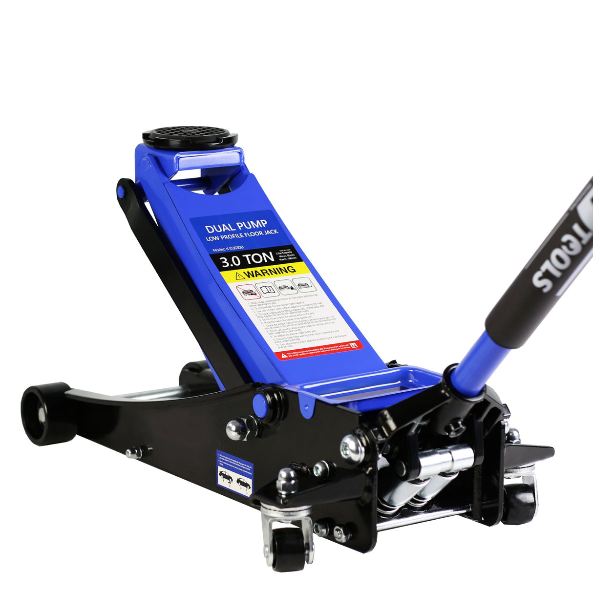 3T Hydraulic Ultra Low Floor Jack with Dual Pistons Quick Lift Pump Lifting Range 3.3" - 19.7" - Fab Heavy Parts