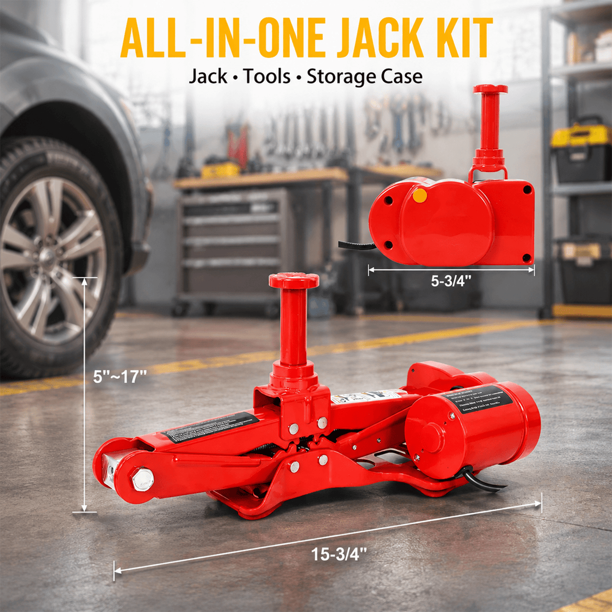 3Ton 12V Electric Car Scissor Jack Kit Heavy Duty Portable Auto Lift Floor Jack Roadside Emergency Tire Changing Tool for Sedans & SUVs - Fab Heavy Parts