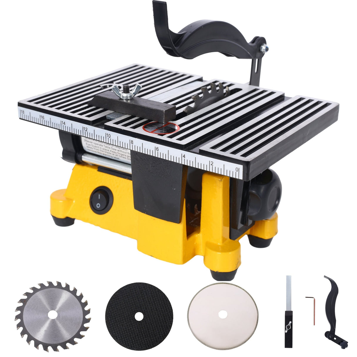 4" 90W Mini Table Saw Top Cut Off Miter Multifunctional Desktop w/ 3 Blades - Fab Heavy Parts