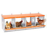 4 - Bay Metal Chicken Nesting Box Wall Mount Easy Egg Collection Vented Galvanized Steel - Orange - Fab Heavy Parts