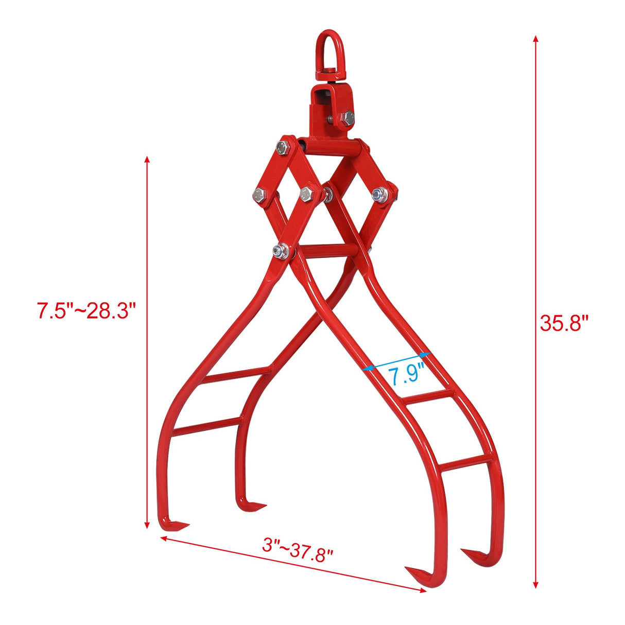 4 Claw Timber Log Lifting Logging Tongs Grabber 28" Red - Fab Heavy Parts