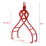 4 Claw Timber Log Lifting Logging Tongs Grabber 28" Red - Fab Heavy Parts