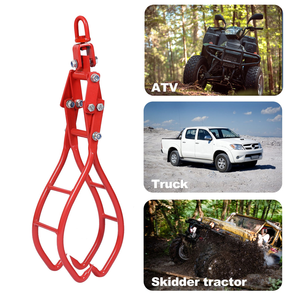 4 Claw Timber Log Lifting Logging Tongs Grabber 28" Red - Fab Heavy Parts