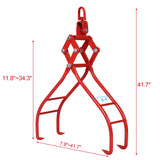 4 Claw Timber Log Lifting Logging Tongs Grabber Tong 36" Red - Fab Heavy Parts