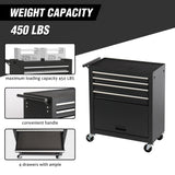 4 - Drawer Rolling Tool Chest Cabinet with 4 Wheels - Black - Fab Heavy Parts