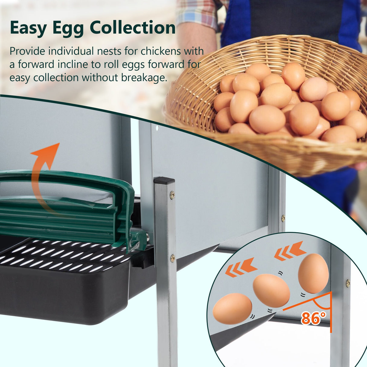 4 - Hole Chicken Nesting Box with Legs and Cover to Protect Eggs - Fab Heavy Parts
