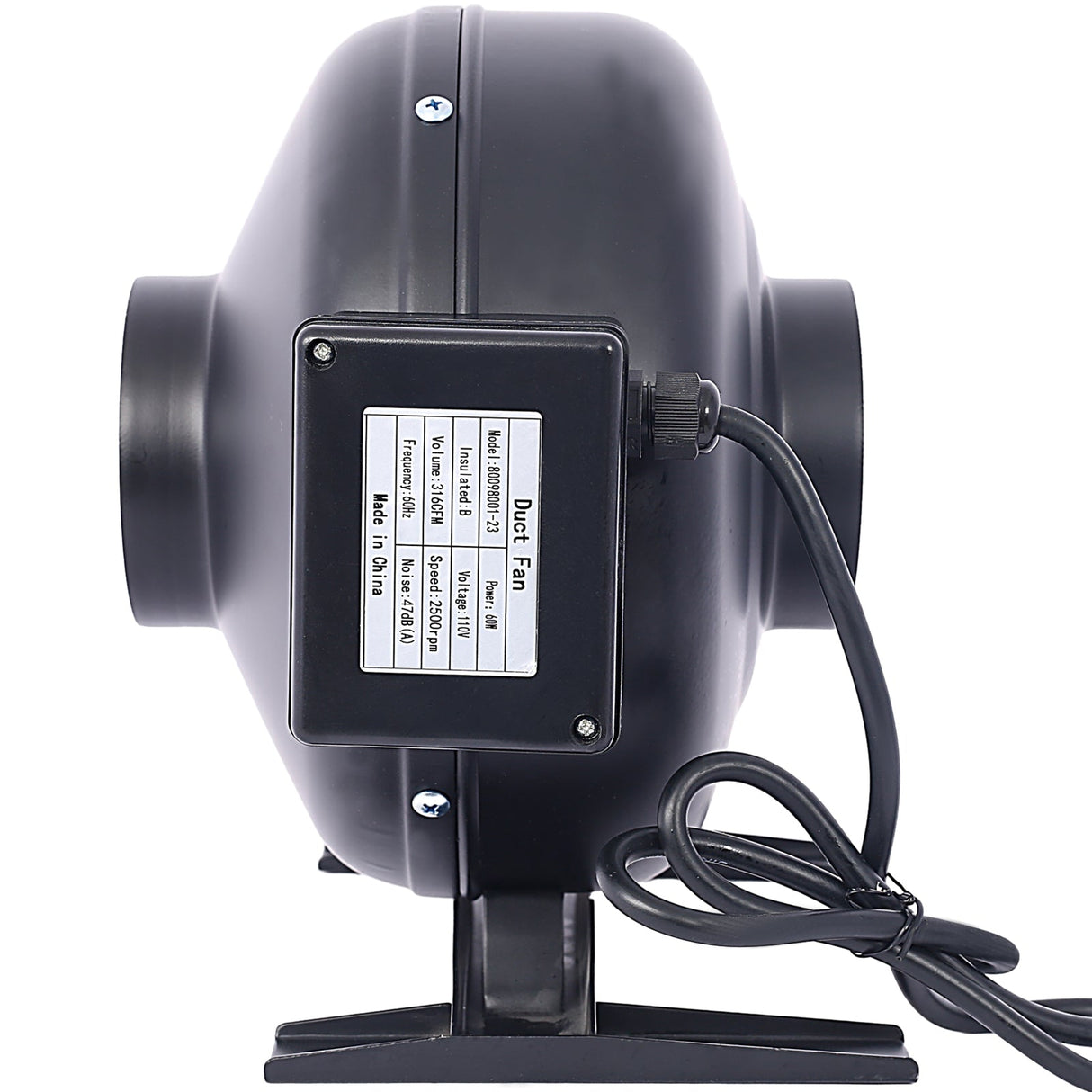 4 - Inch 203 CFM Inline Duct Fan Air Circulation Vent Blower - Black - Fab Heavy Parts