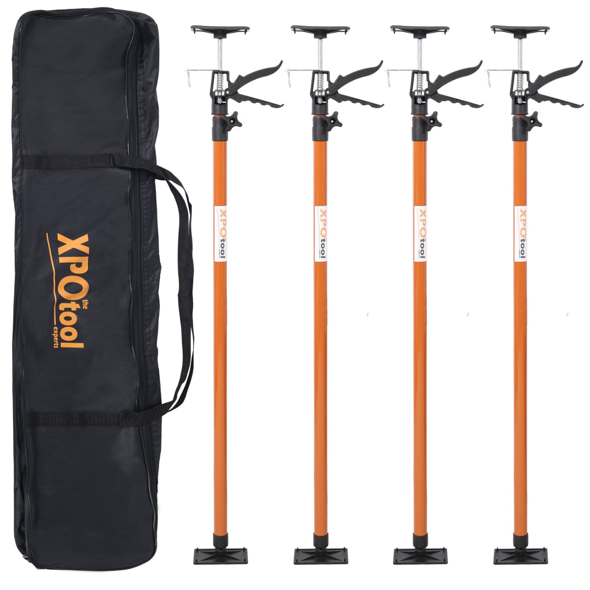 4 Pack Adjustable Support Pole Steel 3rd Hand Support System Extends from 45 to 114 Inch with Carry Bag - Brown - Fab Heavy Parts