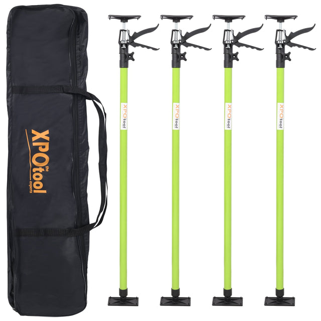 4 Pack Adjustable Support Pole Steel 3rd Hand Support System Extends from 45 to 114 Inch with Carry Bag - Green - Fab Heavy Parts