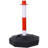 4 Pack Traffic Delineator Post Cones with Fillable Base Adjustable Safety Barrier with 5Ft Plastic Chain - White+Red - Fab Heavy Parts