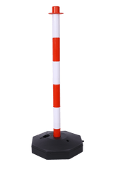4 Pack Traffic Delineator Post Cones with Fillable Base Adjustable Safety Barrier with 5Ft Plastic Chain - White+Red - Fab Heavy Parts