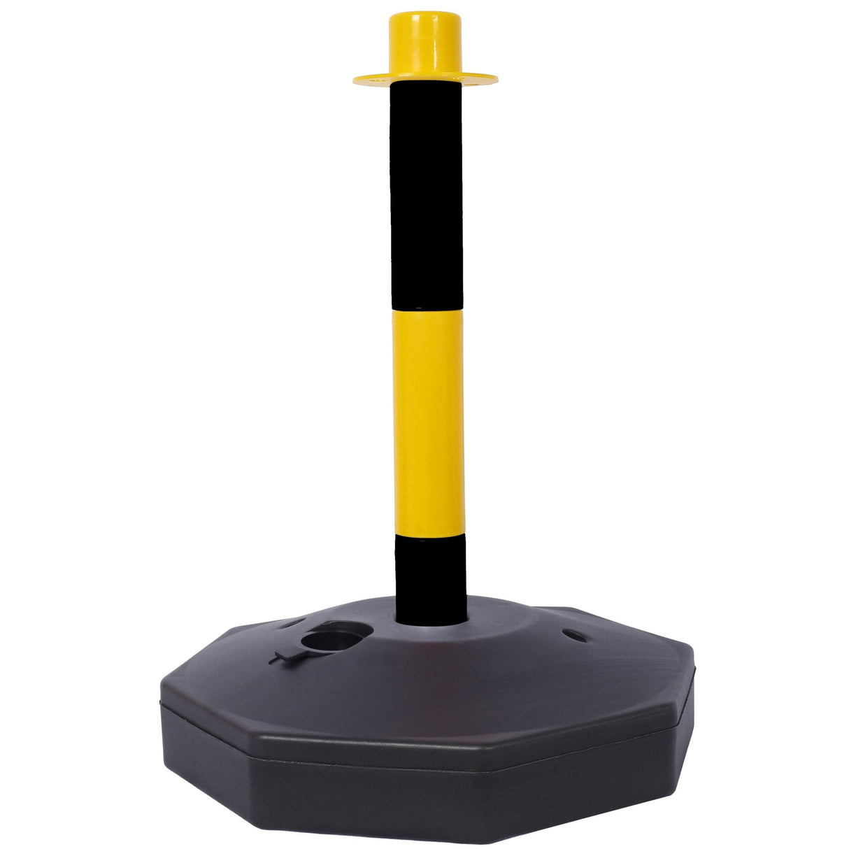 4 Pack Traffic Delineator Post Cones with Fillable Base Adjustable Safety Barrier with 5Ft Plastic Chain - Yellow+Black - Fab Heavy Parts