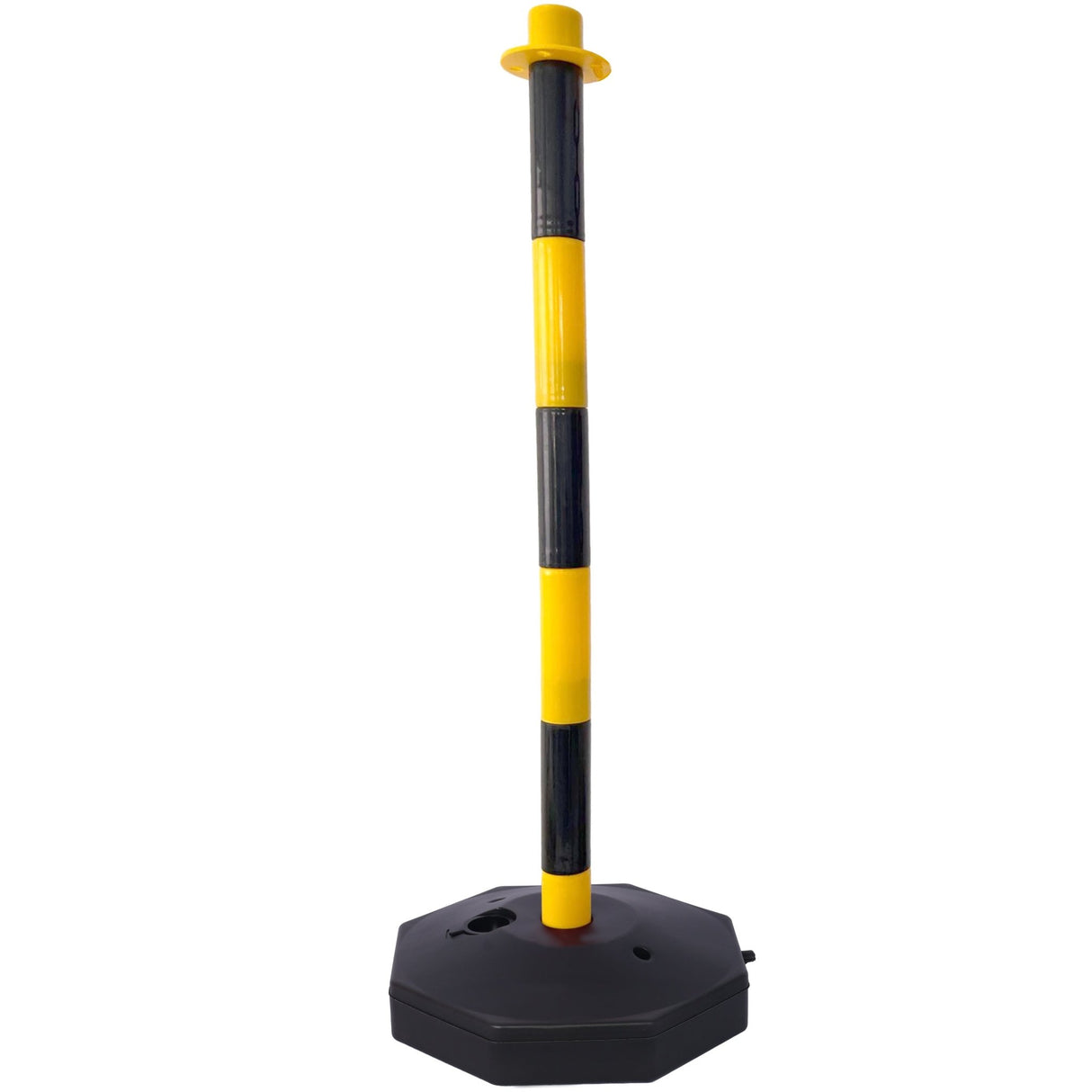 4 Pack Traffic Delineator Post Cones with Fillable Base Adjustable Safety Barrier with 5Ft Plastic Chain - Yellow+Black - Fab Heavy Parts