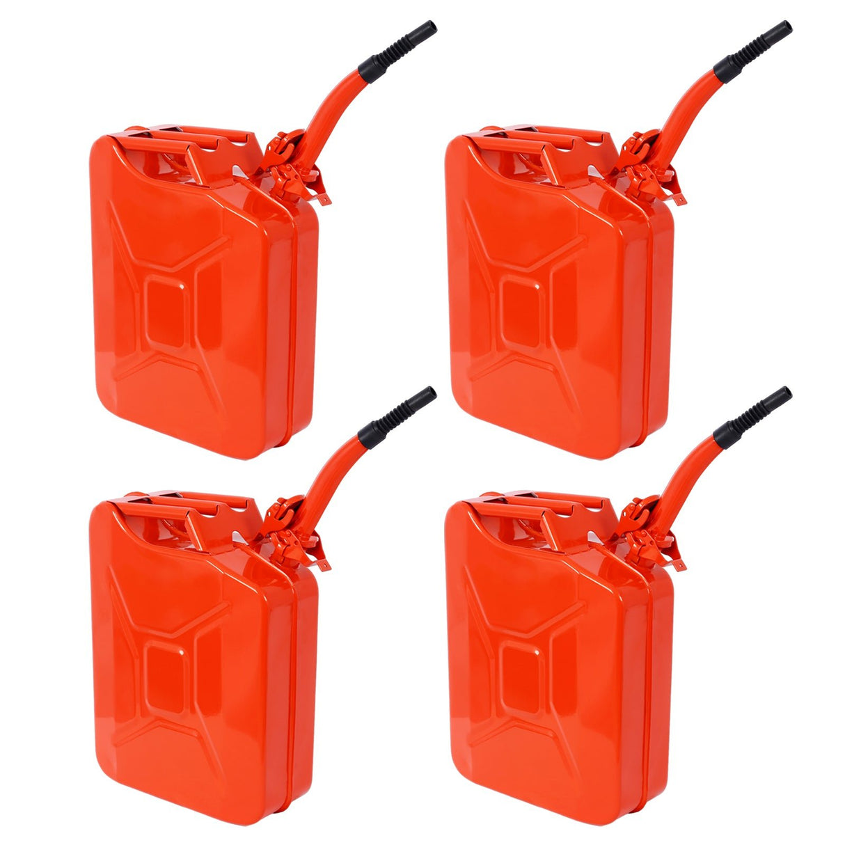 4 PCS 20 Liter/5 Gallon Jerry Fuel Can with Flexible Spout Portable Jerry Cans Fuel Tank Steel Fuel Can - Red - Fab Heavy Parts