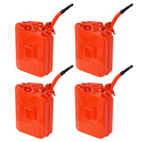 4 PCS 20 Liter/5 Gallon Jerry Fuel Can with Flexible Spout Portable Jerry Cans Fuel Tank Steel Fuel Can - Red - Fab Heavy Parts