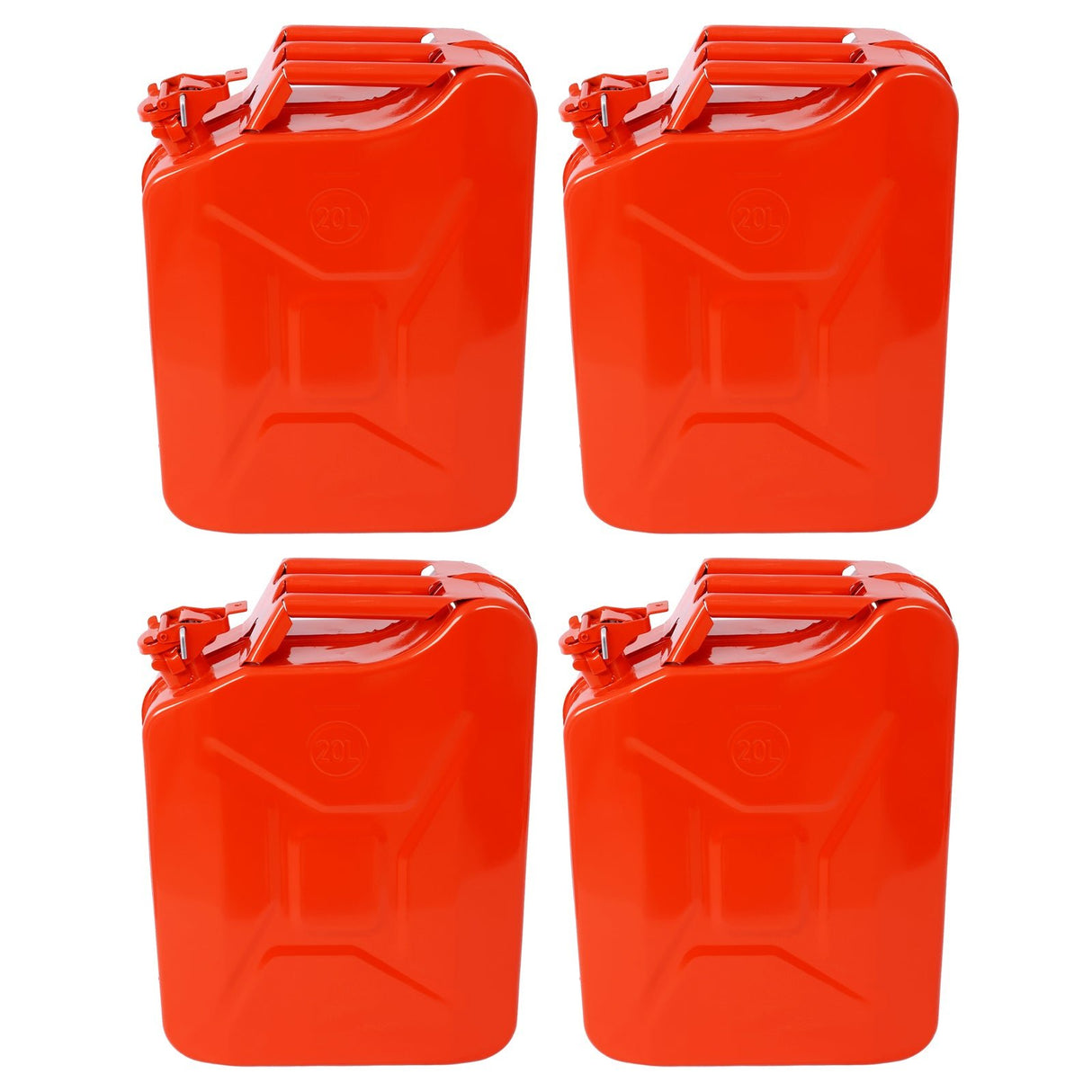 4 PCS 20 Liter/5 Gallon Jerry Fuel Can with Flexible Spout Portable Jerry Cans Fuel Tank Steel Fuel Can - Red - Fab Heavy Parts